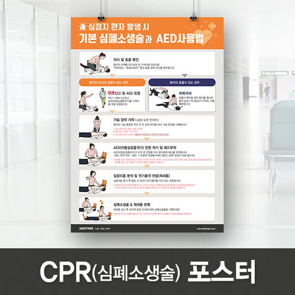 HELLO AED,CPR 포스터